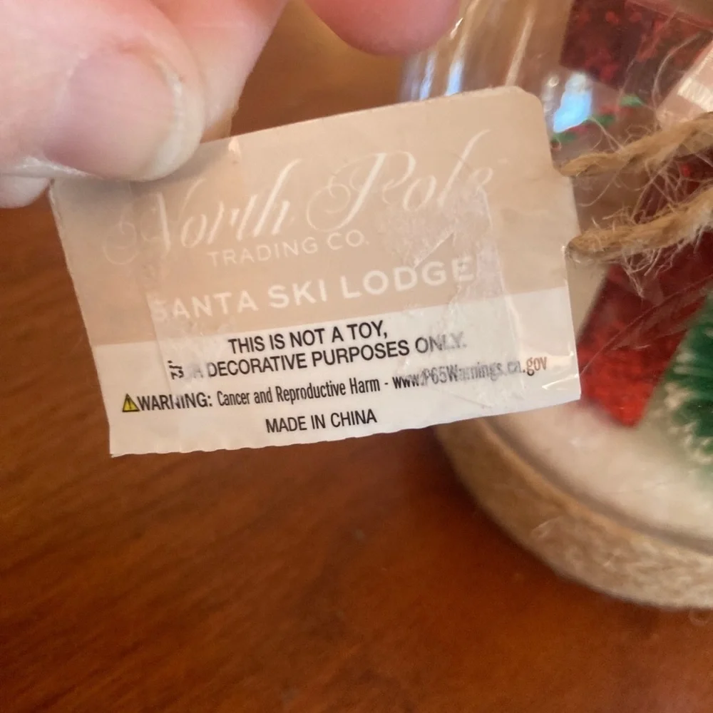 Holiday plastic globe Ornament with Red Letter T and Green Tree. Brand new